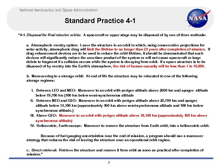 National Aeronautics and Space Administration Standard Practice 4 -1 “ 4 -1. Disposal for