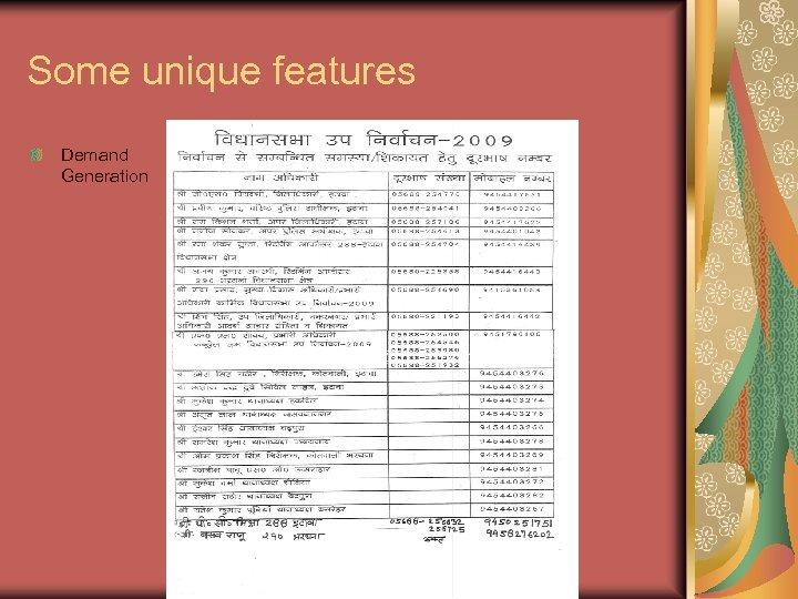 Some unique features Demand Generation 