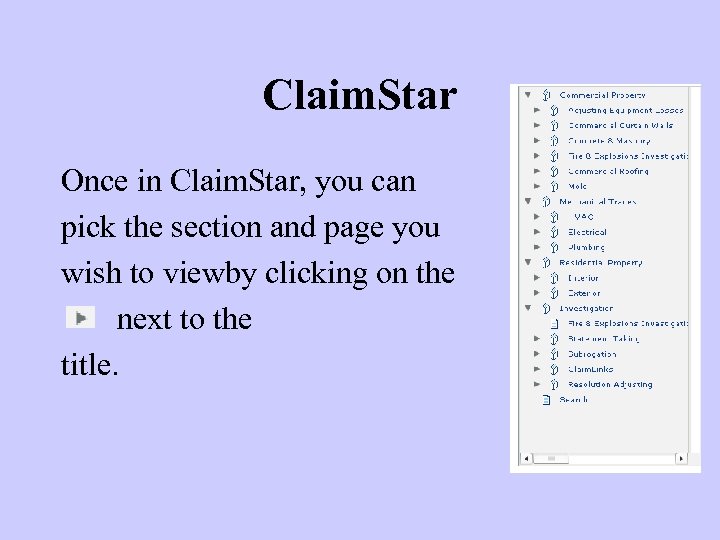 Claim. Star Once in Claim. Star, you can pick the section and page you