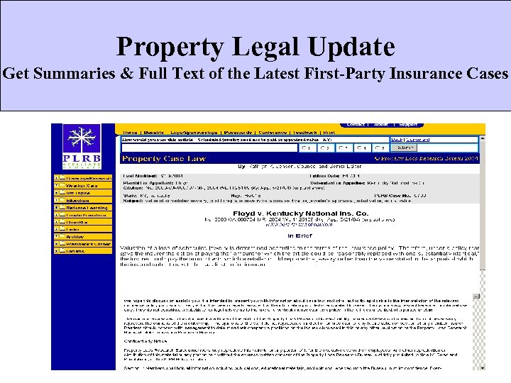 Legal Updates Property Legal Update Get Summaries & Full Text of the Latest First-Party
