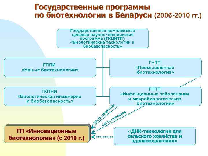 Государственные программы по биотехнологии в Беларуси (2006 -2010 гг. ) Государственная комплексная целевая научно-техническая