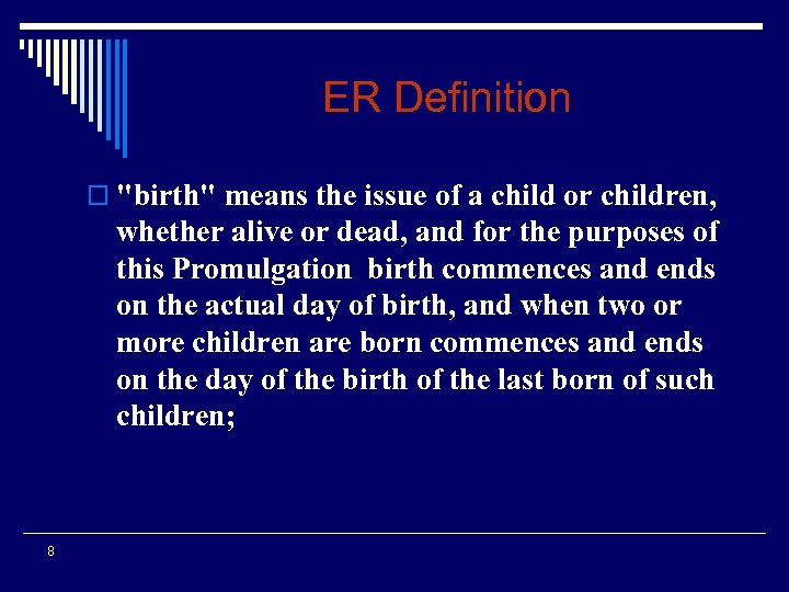 ER Definition o 