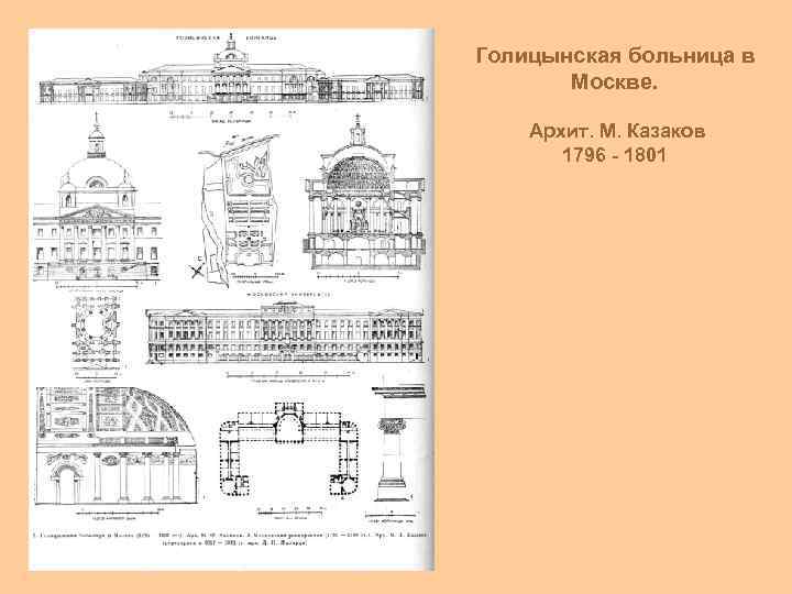 Голицынская больница в Москве. Архит. М. Казаков 1796 - 1801 