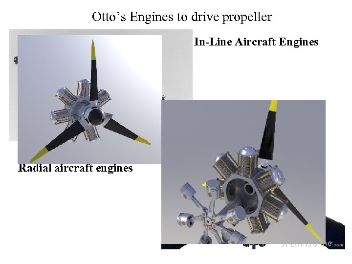 Otto’s Engines to drive propeller In-Line Aircraft Engines Radial aircraft engines 