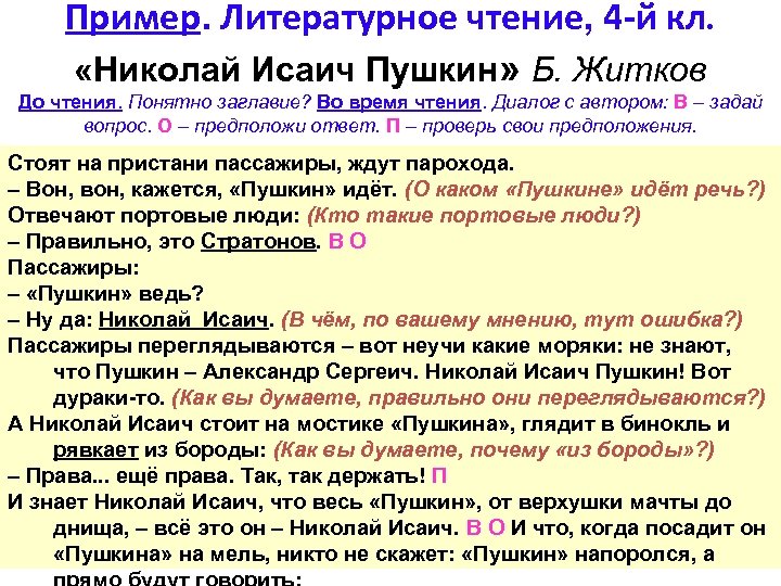 Пример. Литературное чтение, 4 -й кл. «Николай Исаич Пушкин» Б. Житков До чтения. Понятно
