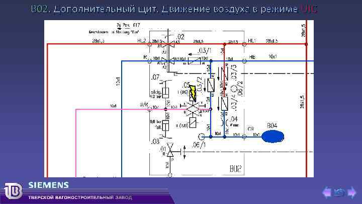 В 02. Дополнительный щит. Движение воздуха в режиме UIC 