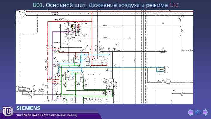 В 01. Основной щит. Движение воздуха в режиме UIC 