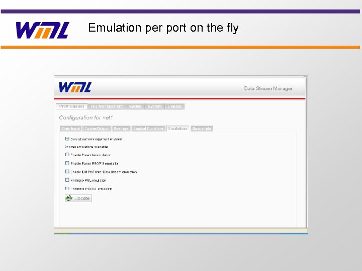 Emulation per port on the fly 