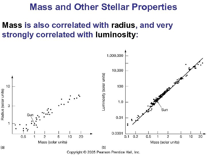 Mass and Other Stellar Properties Mass is also correlated with radius, and very strongly