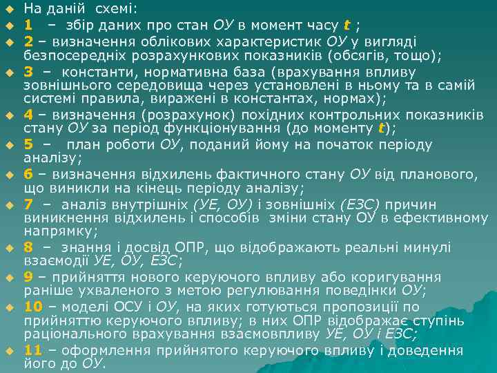 u u u На даній схемі: 1 – збір даних про стан ОУ в