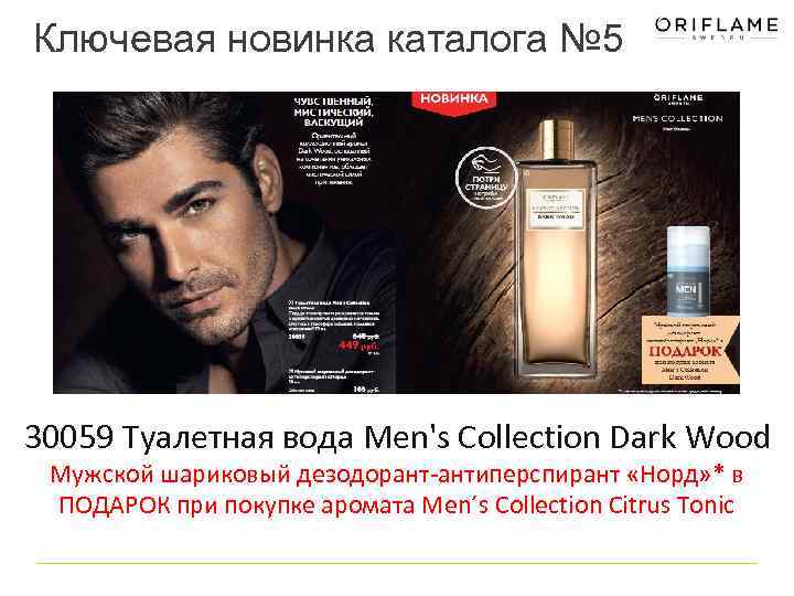 Ключевая новинка каталога № 5 30059 Туалетная вода Men's Collection Dark Wood Мужской шариковый