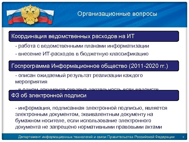 © 2009 D. Kleymenov Организационные вопросы Координация ведомственных расходов на ИТ - работа с