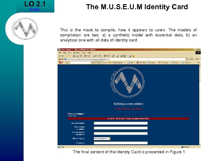 LO 2. 1 Detail The M. U. S. E. U. M Identity Card This