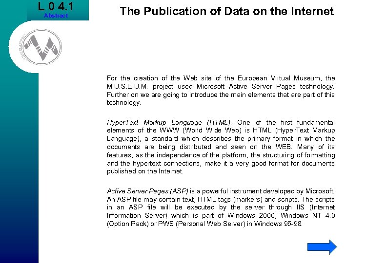 L 0 4. 1 Abstract The Publication of Data on the Internet For the