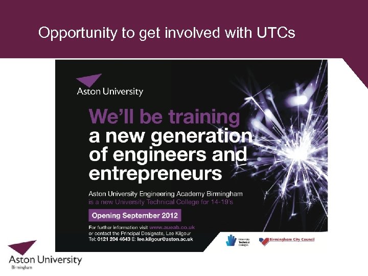 Opportunity to get involved with UTCs 