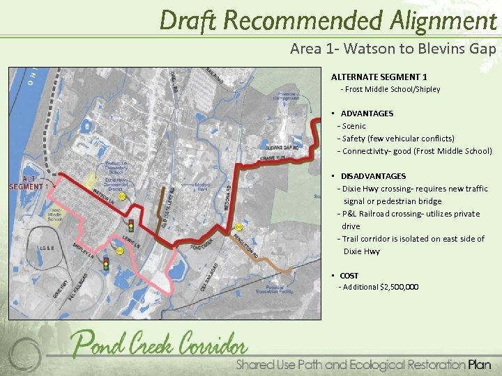 Draft Recommended Alignment Area 1 - Watson to Blevins Gap ALTERNATE SEGMENT 1 -