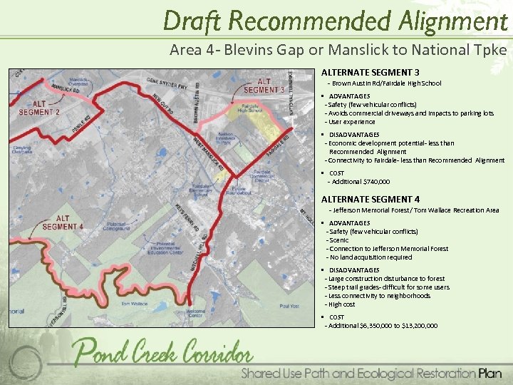 Draft Recommended Alignment Area 4 - Blevins Gap or Manslick to National Tpke ALTERNATE