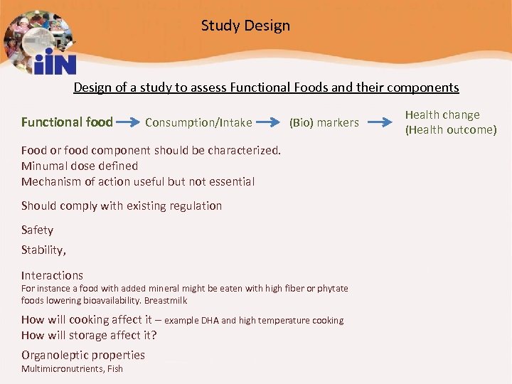 Study Design of a study to assess Functional Foods and their components Functional food