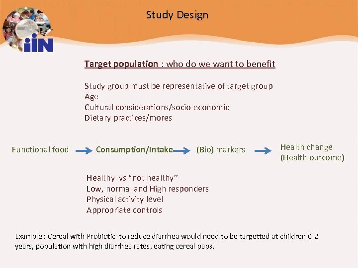 Study Design Target population : who do we want to benefit Study group must