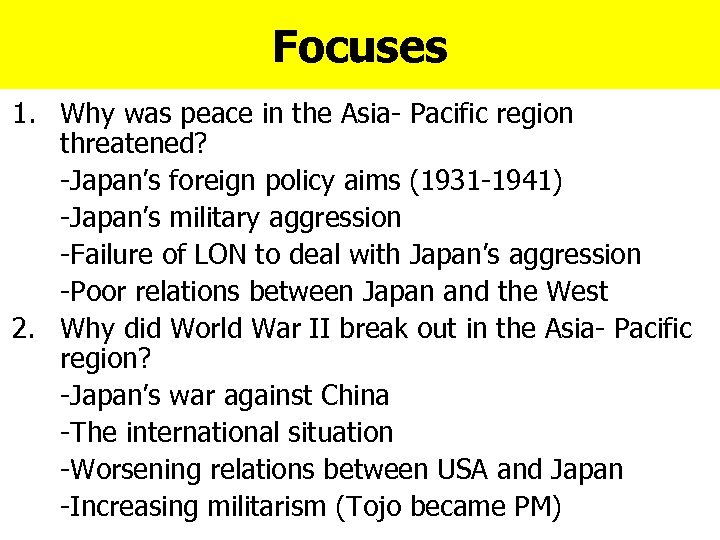 Chapter 7 War In Asia Pacific Focuses