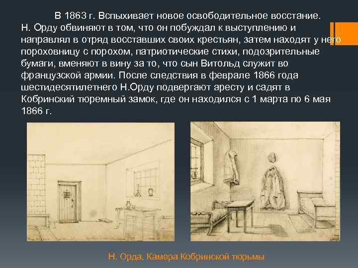 В 1863 г. Вспыхивает новое освободительное восстание. Н. Орду обвиняют в том, что он