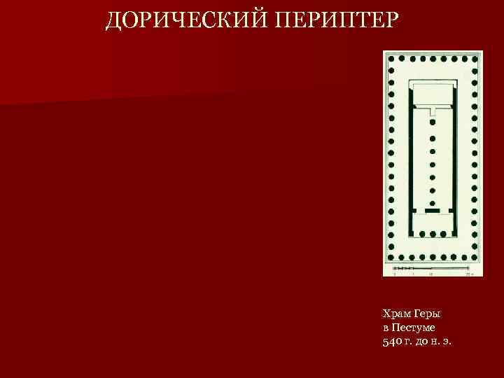 ДОРИЧЕСКИЙ ПЕРИПТЕР Храм Геры в Пестуме 540 г. до н. э. 