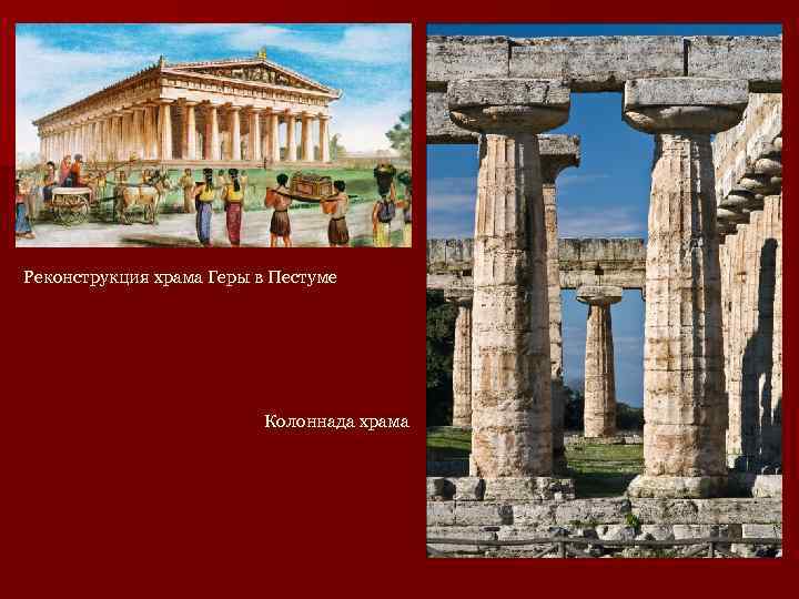 Реконструкция храма Геры в Пестуме Колоннада храма 