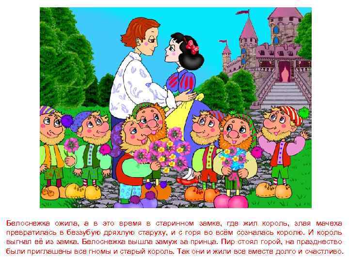 Белоснежка ожила, а в это время в старинном замке, где жил король, злая мачеха