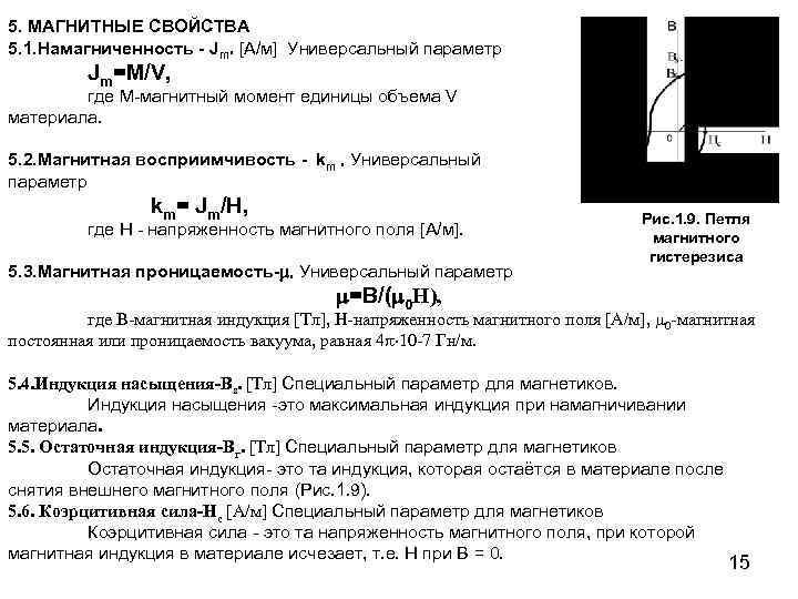 5. МАГНИТНЫЕ СВОЙСТВА 5. 1. Намагниченность - Jm. [A/м] Универсальный параметр Jm=M/V, где М-магнитный