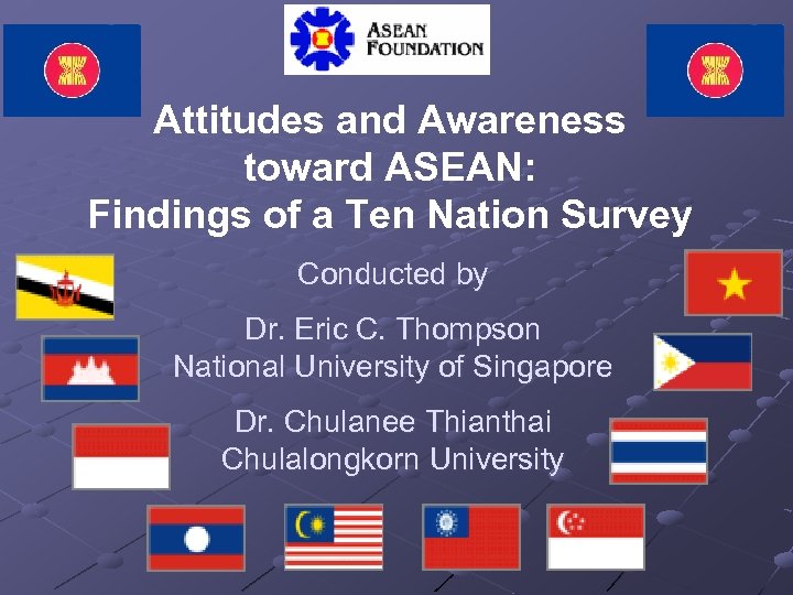 Attitudes and Awareness toward ASEAN: Findings of a Ten Nation Survey Conducted by Dr.
