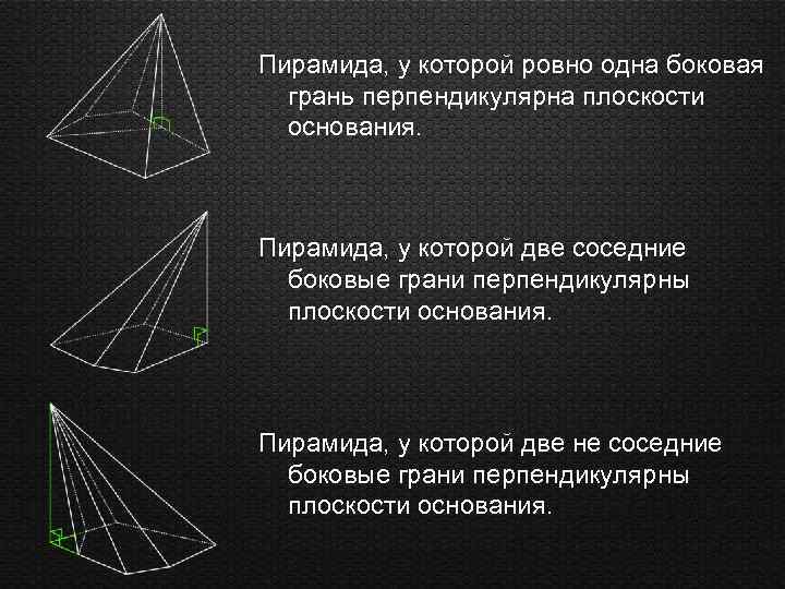 Боковая грань перпендикулярна основанию