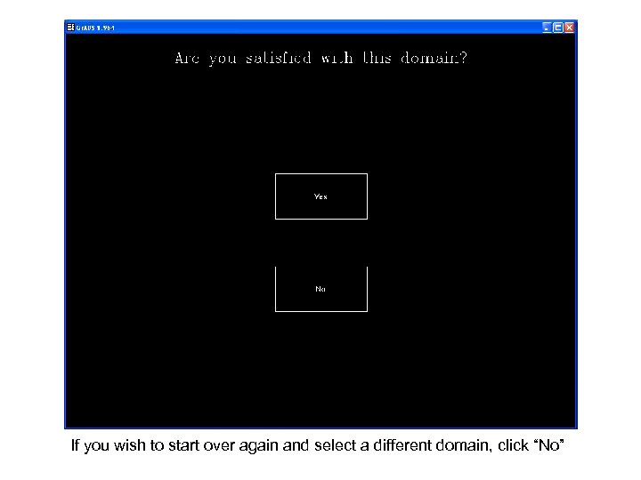 If you wish to start over again and select a different domain, click “No”