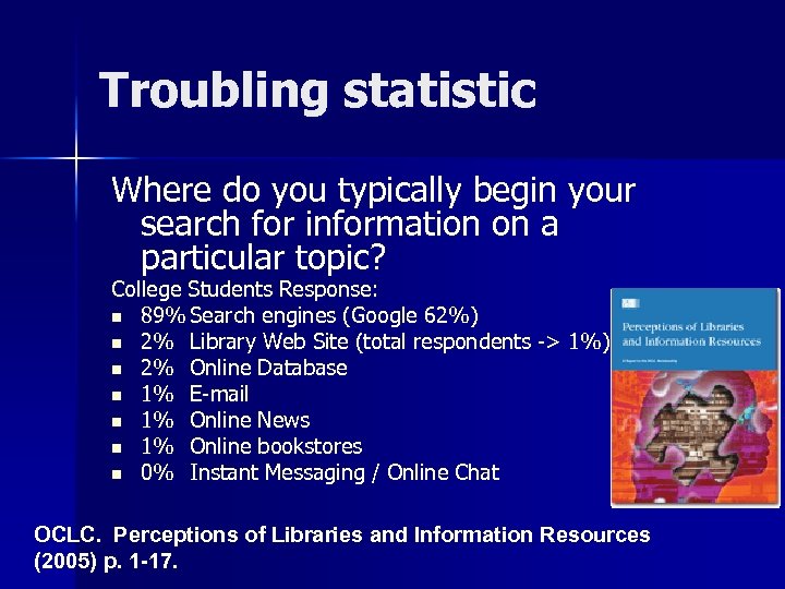 Troubling statistic Where do you typically begin your search for information on a particular