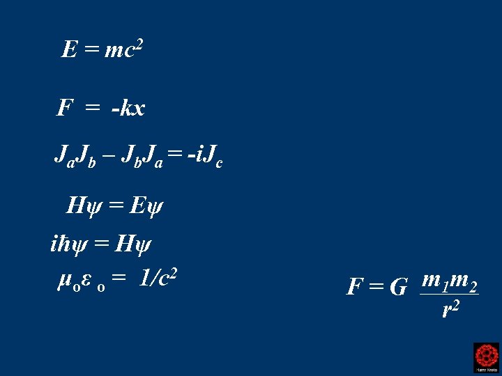 E = mc 2 F = -kx Ja. Jb – Jb. Ja = -i.