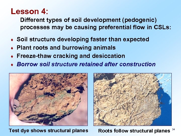Lesson 4: Different types of soil development (pedogenic) processes may be causing preferential flow