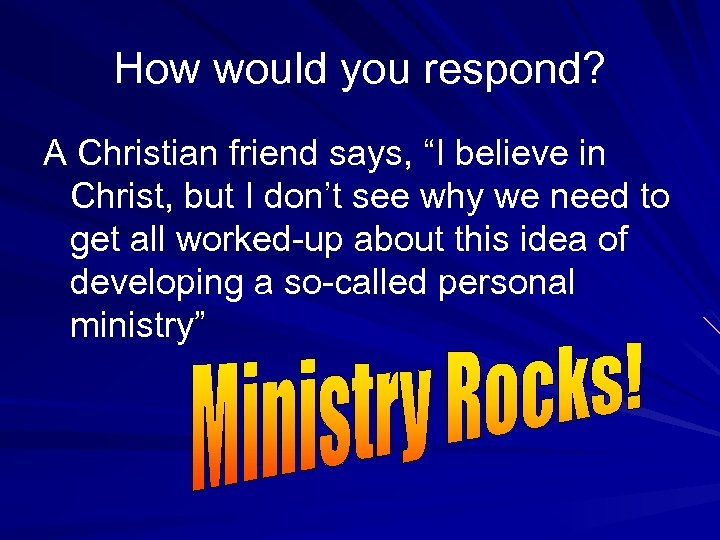 How would you respond? A Christian friend says, “I believe in Christ, but I