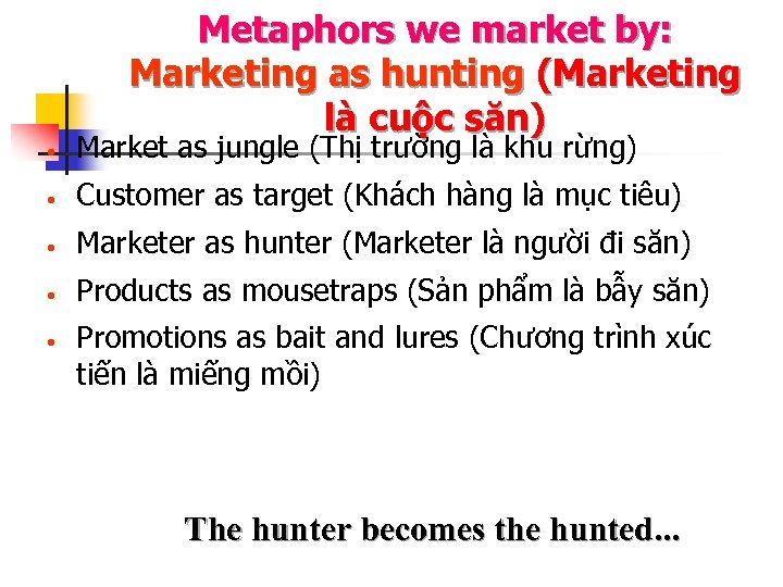Metaphors we market by: Marketing as hunting (Marketing là cuộc săn) · Market as