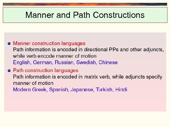 Manner and Path Constructions 