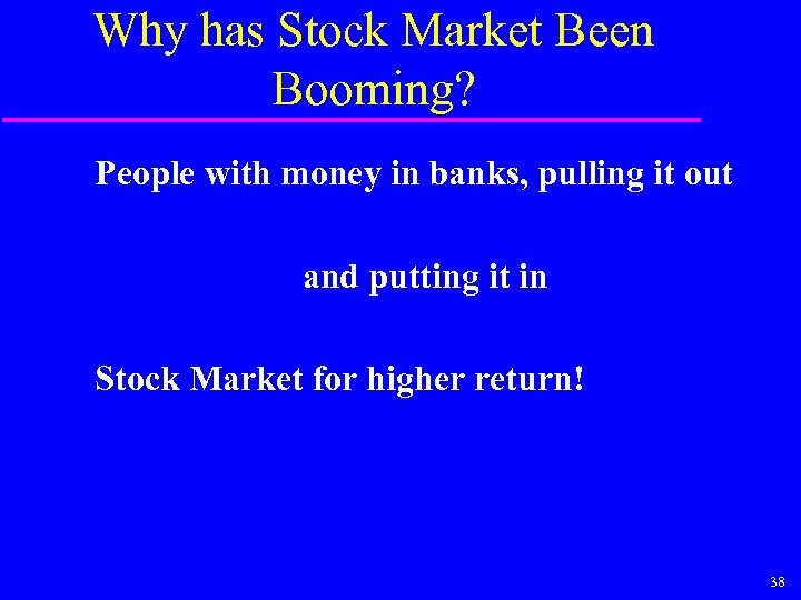 Why has Stock Market Been Booming? People with money in banks, pulling it out