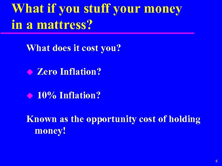 What if you stuff your money in a mattress? What does it cost you?