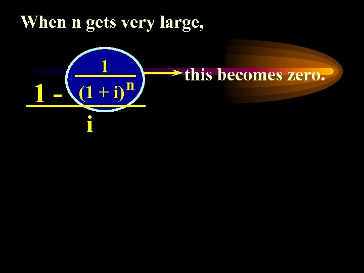 When n gets very large, 1 - 1 n (1 + i) i this