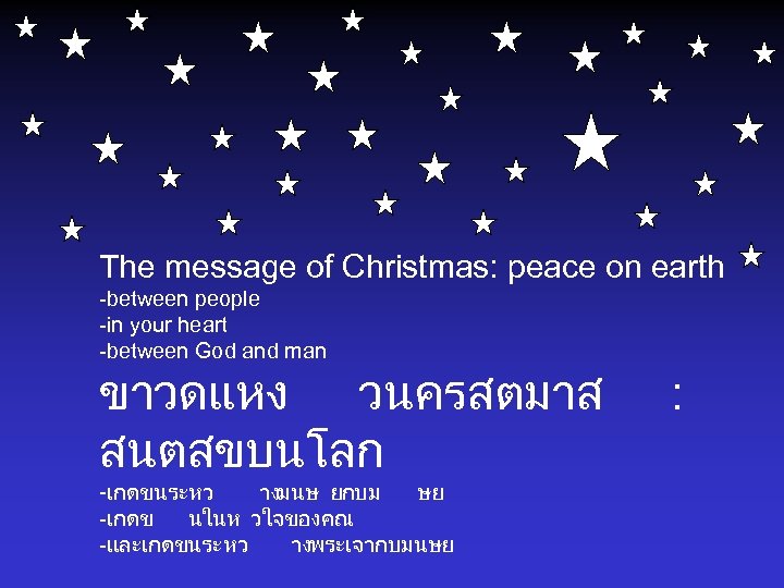 The message of Christmas: peace on earth -between people -in your heart -between God