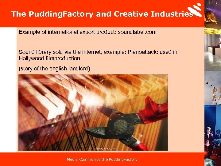 The Pudding. Factory and Creative Industries Example of international export product: soundlabel. com Sound