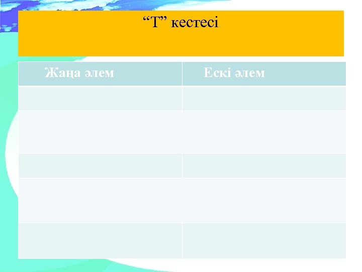 “Т” кестесі Жаңа әлем Ескі әлем 