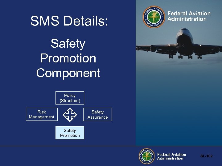 SMS Details: Federal Aviation Administration Safety Promotion Component Policy (Structure) Risk Management Safety Assurance