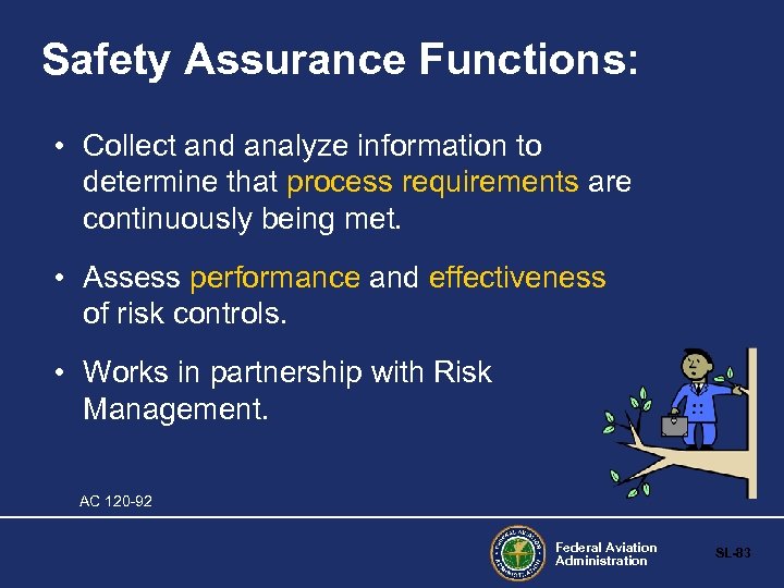 Safety Assurance Functions: • Collect and analyze information to determine that process requirements are