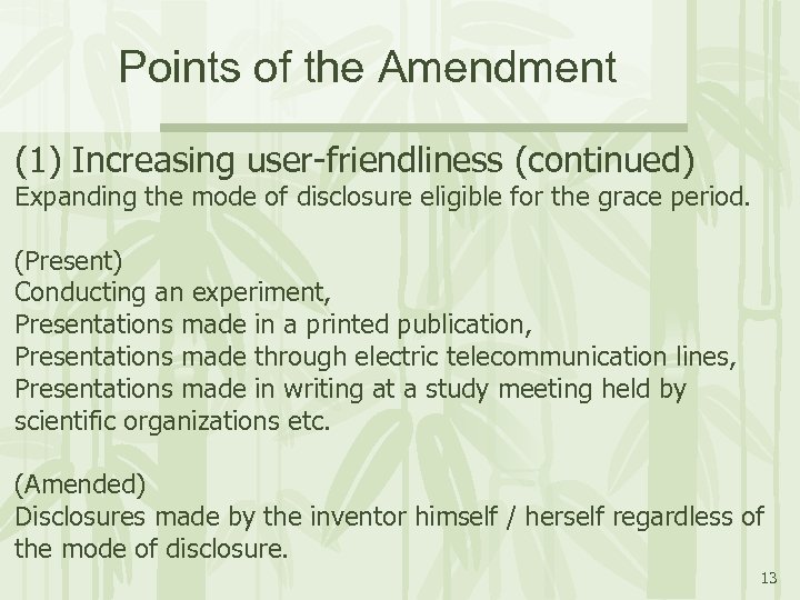 Points of the Amendment (1) Increasing user-friendliness (continued) Expanding the mode of disclosure eligible