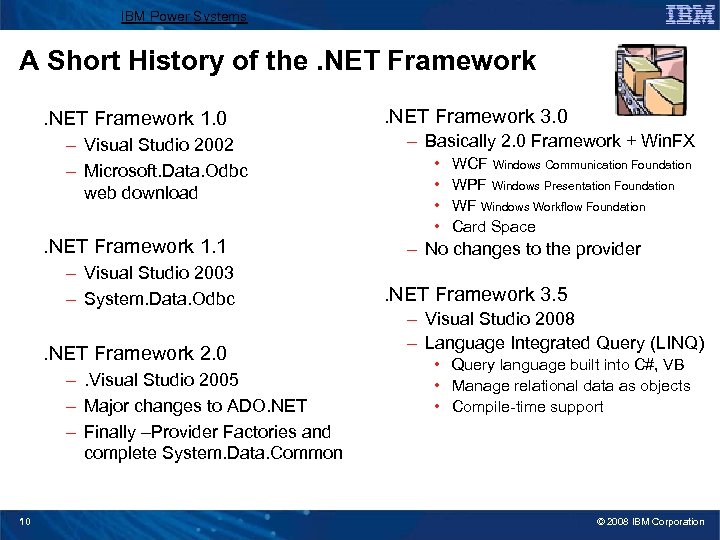 IBM Power Systems A Short History of the. NET Framework 1. 0 – Visual
