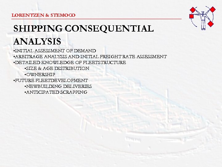 LORENTZEN & STEMOCO _______________________ SHIPPING CONSEQUENTIAL ANALYSIS • INITIAL ASSESSMENT OF DEMAND • ARBITRAGE