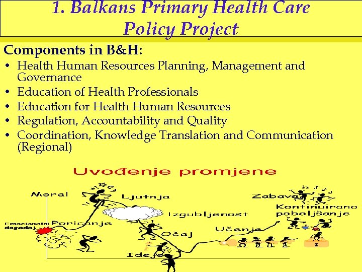 1. Balkans Primary Health Care Policy Project Components in B&H: • Health Human Resources